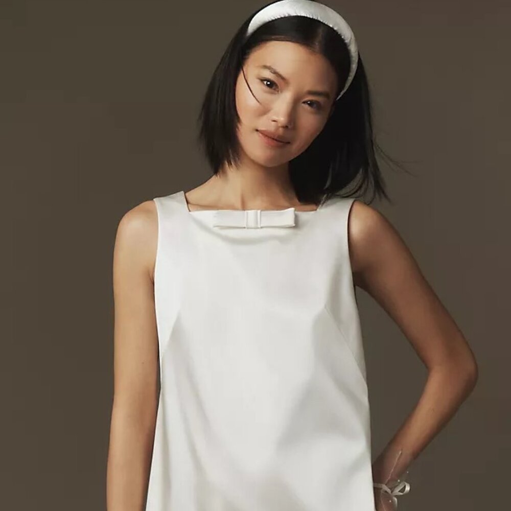 BHLDN Bow Square-Neck Mini Shift Dress